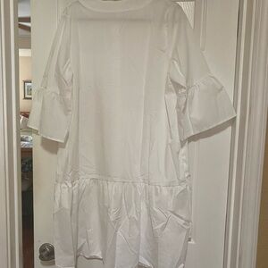 White Ruched Summer Dress, new, never worn